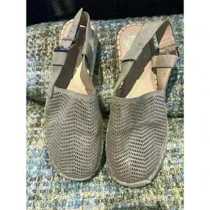 VINCE CAMUTO BRETTAL Silver Metallic Leather Espadrille Sling Sandals Mules, 8